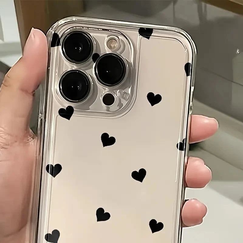 Transparent Black Pink Little Love Heart Phone Case For Xiaomi 15 Cases Xiaomi 14T 13T 12T Pro 13 12 11 Lite 5G 15 14 Soft Cover