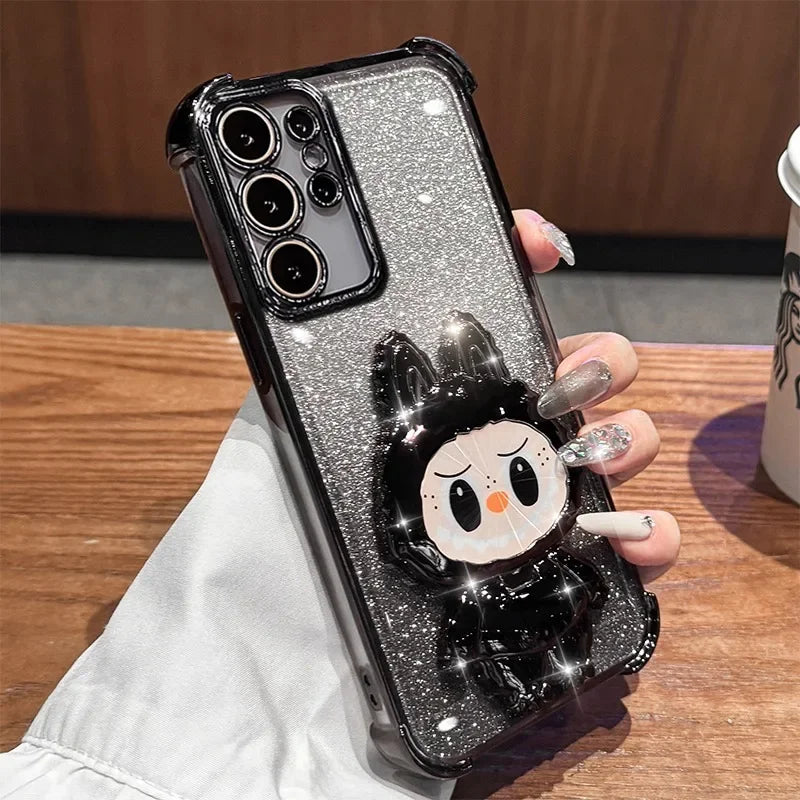 L-La-bubuES Phone Case for Samsung Galaxy S25 S24 S23 S22 S21 S20 Ultra Plus FE A56 A36 A26 A16 5G Plating Silicone Powder Cover