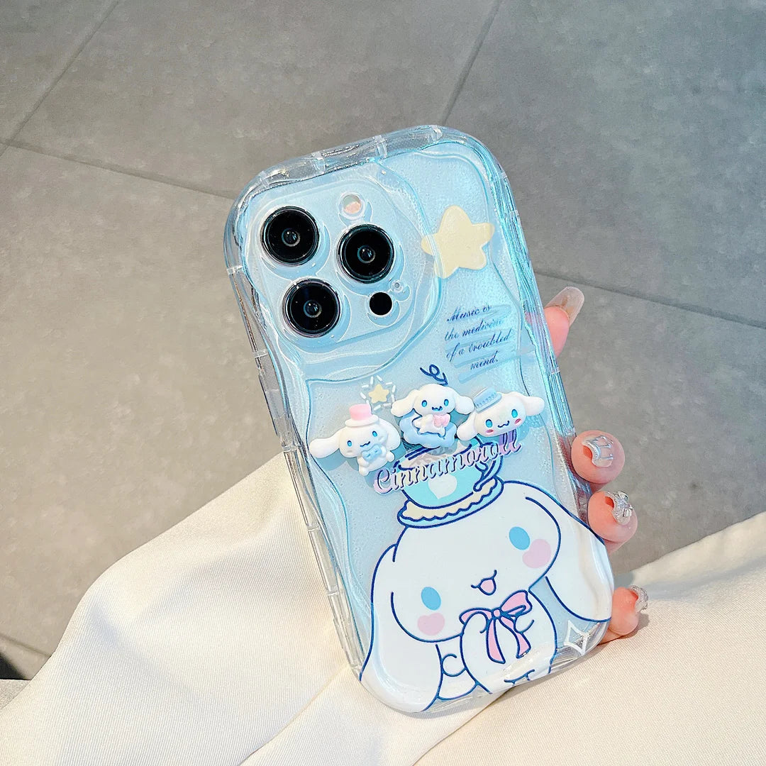 For OPPO A40 A80 A59 A79 A15 A16 A17 A18 A38 A58 A78 A54 A74 A94 A53 A57S Cute Melody Cinnamoroll Cartoon Soft Wave Phone Case