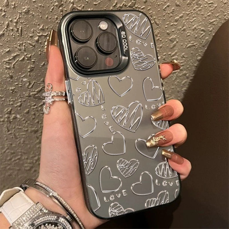 Silver Heart Butterfly Pattern IMD Phone Case For Xiaomi Mi 15 14 13 12 13T 14T Pro 11 Lite 5G NE Poco F6 X5 X6 M6 Pro Cover