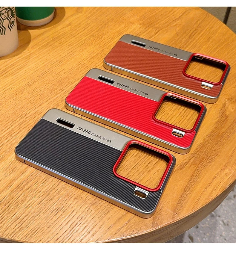 Luxury Leather Shockproof Case for Xiaomi 15 MI15 with Creative Camera Model Design Thin Ring Stand Back Cover Funda