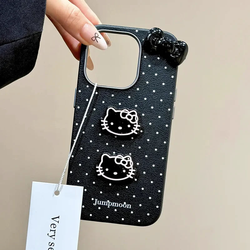For Vivo V40 SE V50 Lite V25E Y21 Y33S Y31 Y53S Y17S Y19S Y36 Y27 Y28 Y38 Y39 Y29S Hello Kitty Dolls Bowknot Leather Phone Case