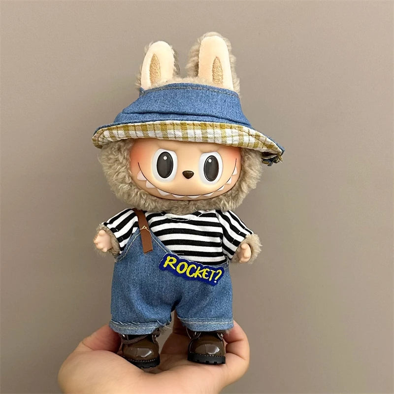 For 15/17cm Labubu V1 V2 Doll Clothing Fashion Hoodie and Pants Set Korean Idol Trendy DIY Doll Clothing Accessories Toy Gift