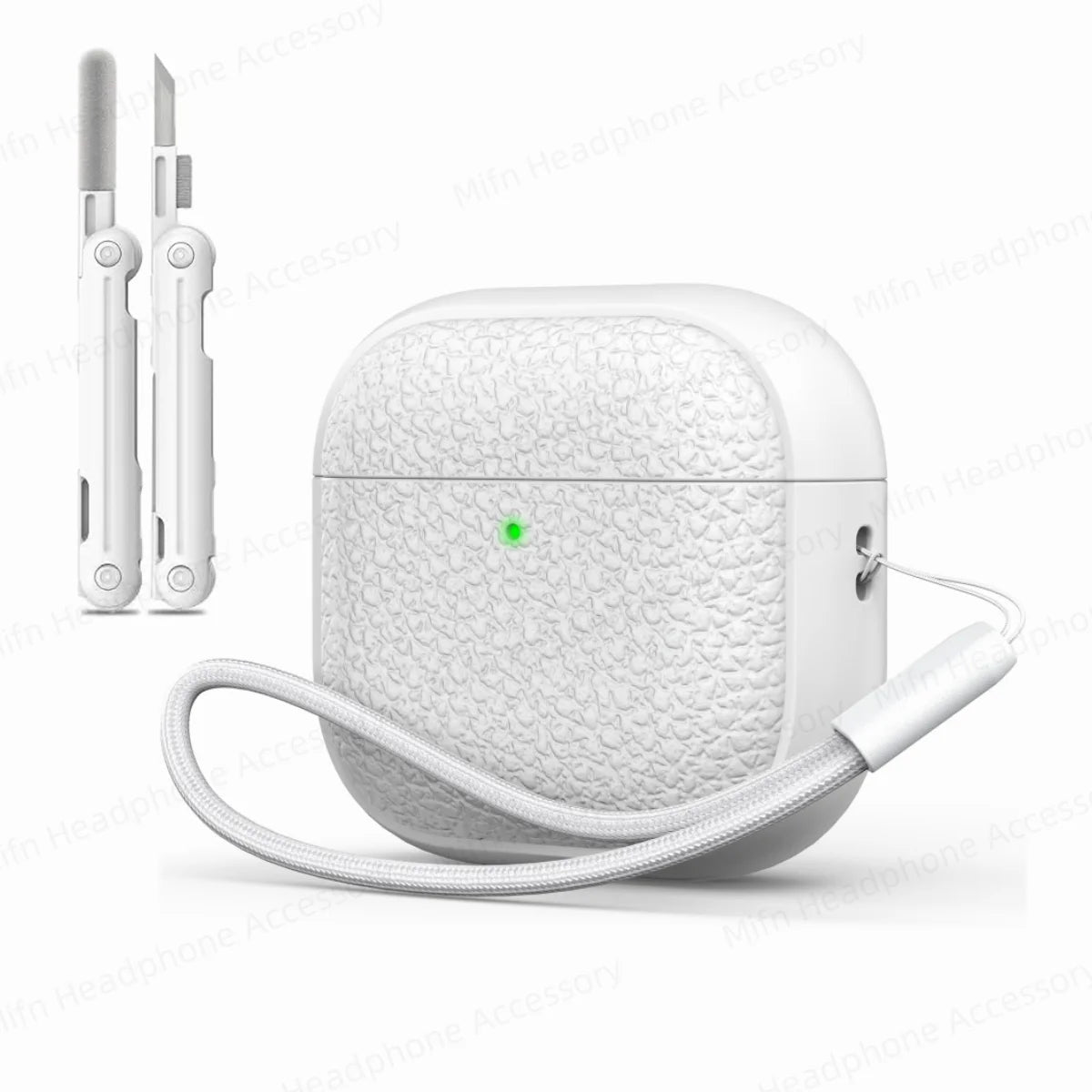 For AirPods 4 Lichee Pattern Case with Lanyard/Cleaner Kit Business Earphone Cases for Men Women For Apple AirPods Pro Headset