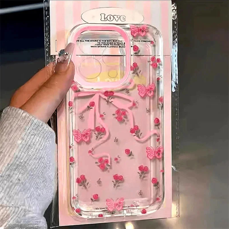 Cute Cartoon Cherry Pattern Clear Phone Case For Xiaomi Redmi 13C 14C 12 Redmi Note 14 13 12 11 Pro Plus 5G 12S 11S Soft Cover