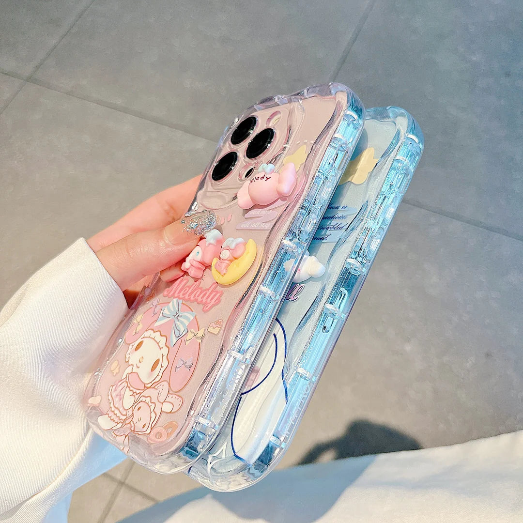 For OPPO A40 A80 A59 A79 A15 A16 A17 A18 A38 A58 A78 A54 A74 A94 A53 A57S Cute Melody Cinnamoroll Cartoon Soft Wave Phone Case