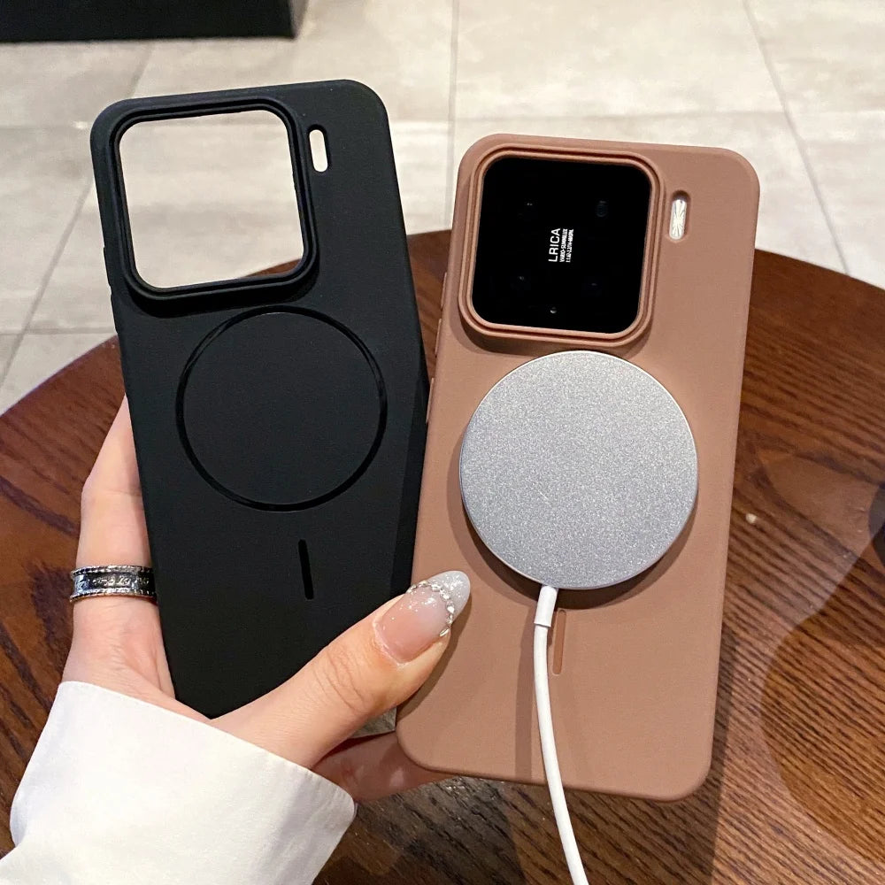 For Magsafe Magnetic Wireless Charging Soft Silicone Case For Xiaomi 15 14 Pro Shockproof Protection Ultra Thin Bumper Cover