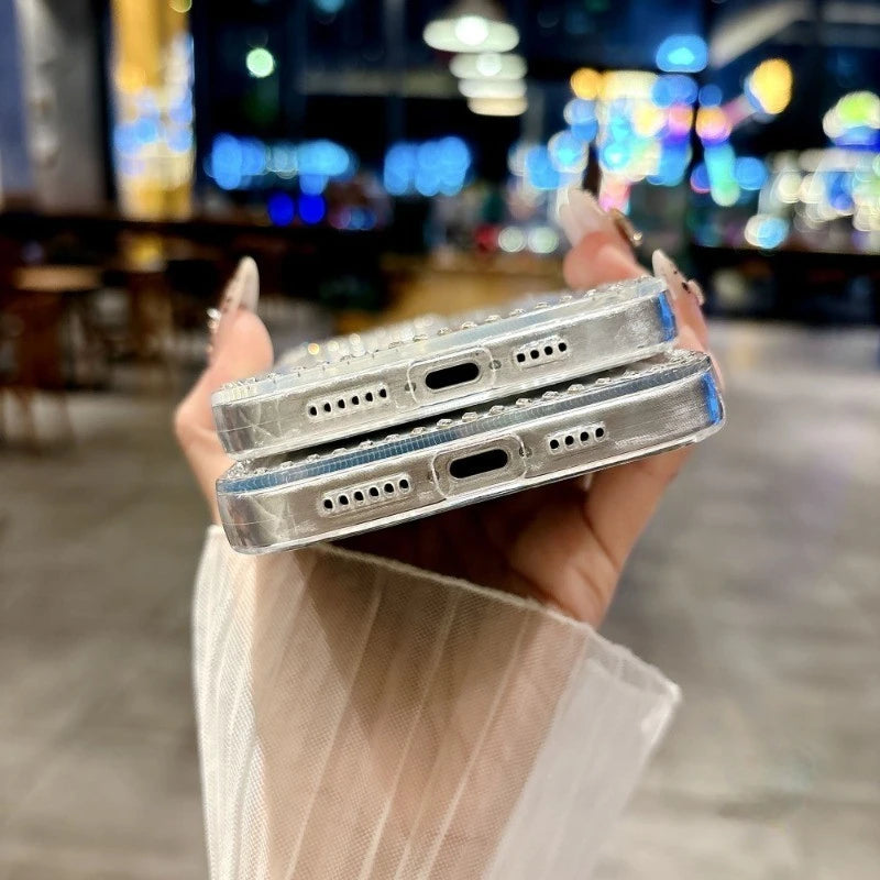 Shiny Phone Case For Vivo Y38 Y58 Y39 Y22 Y22S Y22T Y21 Y21S Y21A Y21T Y33S Y30i Cover Cartoon Rabbit Tulip Flower Clear Case