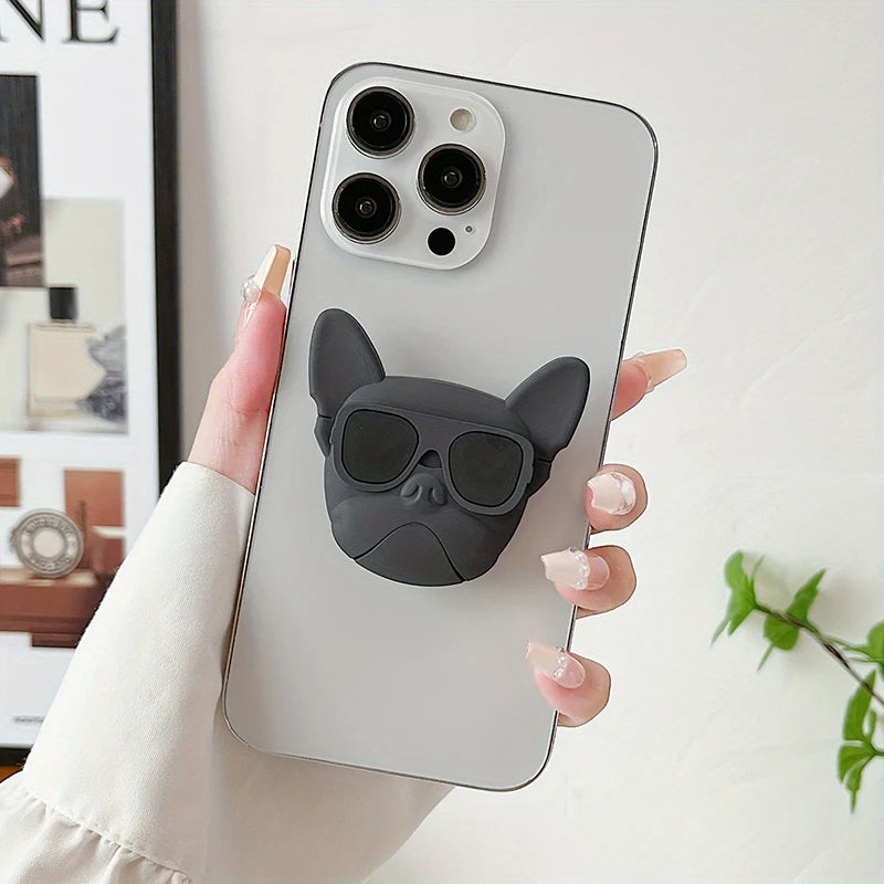 Cute Cartoon 3D Bulldog Phone Stand Socket Holder Grip Trendy mobile phone accessories Applicable For Apple Xiaomi Samsung Case