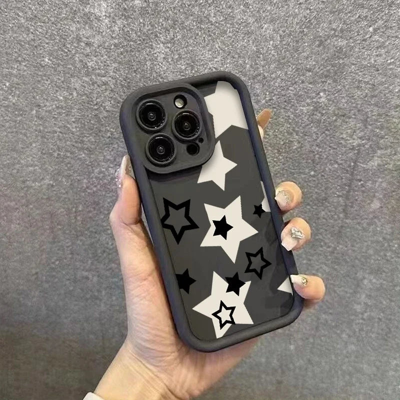 For OPPO A5 Pro Case For OPPO A3 A3X A17 A17X A60 A98 A96 A92 A77 A75 A56S A53 A38 A18 A95 A78 Funda Black And White Stars Cover