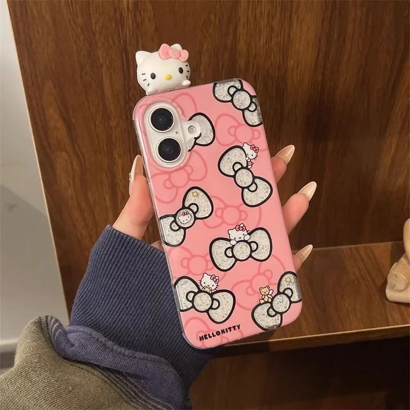 Blink Glitter Carved Kitty Head Toy Cartoon Phone Case for Samsung Galaxy A06 A16 A56 A05S A15 A55 A54 A14 A03S A13 A23 A52 A30S