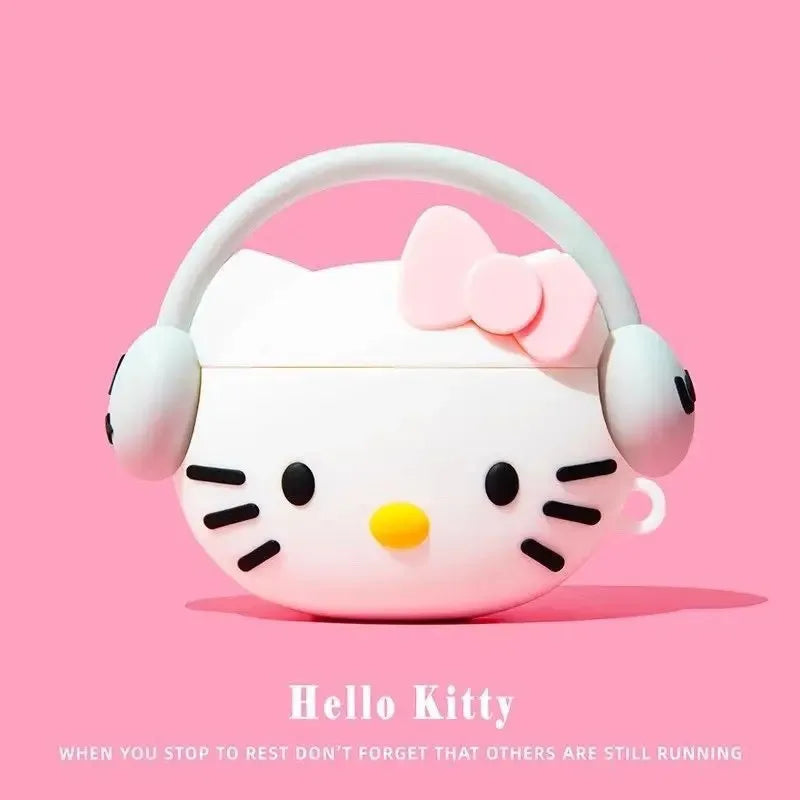 For Airpods 4 3 2 Pro 1 Pro 2 Cartoon Hello Kitty Kuromi Melody Listen To Music Silicone Earphone Case Accessories Cover