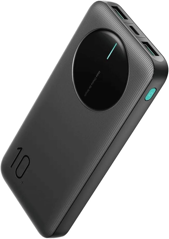 باور بانك 2.4 أمبير LED، موديل JR-PBF12، مع 3 منافذ مخرج 2 USB نوع سي 10000 مللي أمبير في الساعة من جوي رووم - أسود