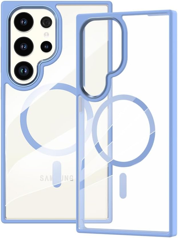 Grabist Magnetic Case for Samsung Galaxy S25 Ultra Case [Compatible with wireless charging] [Shockproof Military Grade], Transparent Back Slim Bumper Cover for Samsung S25 Ultra (sky Blue)