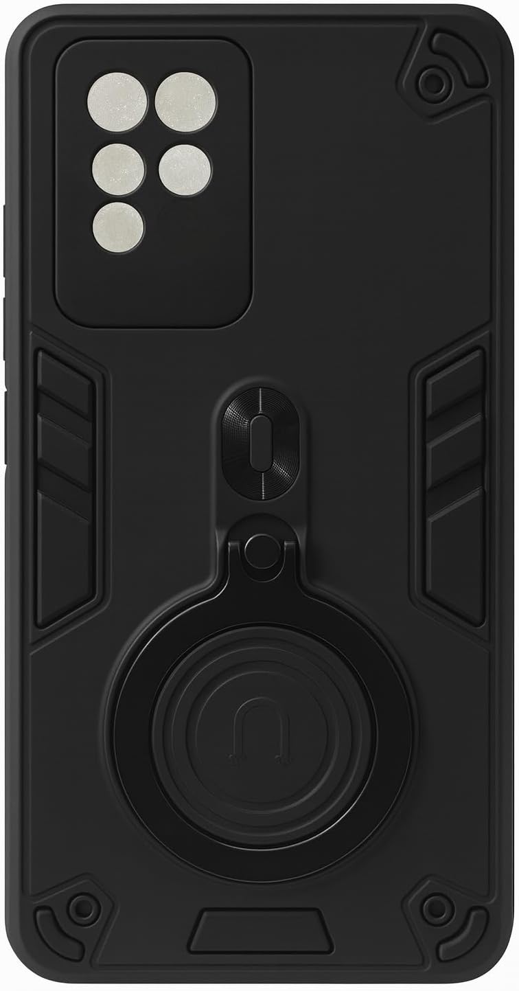 Case Compatible with Infinix Note 10 Dual Layer Protective Shockproof Hard Armor Cover with 360° Rotating Finger Ring Kickstand and Car Magnetic Case Infinix Note 10 Cover (Black)