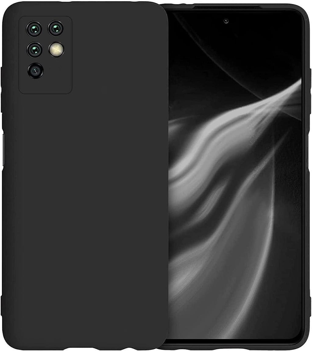 Back Cover Case Compatible with infinix note 10 Soft Silicone Gel Rubber Shockproof Matte Finish Inner Cloth Lining with Camera Protection (Black)