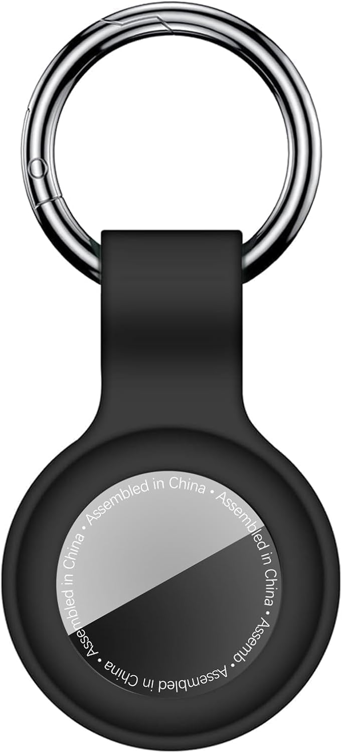 Compatible with AirTag Case Keychain Air Tag Holder Silicone AirTags Key Ring Cases Tags Chain Apple AirTag GPS Item Finders Accessories，Black