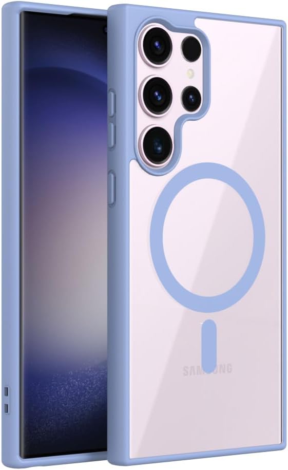 Grabist Magnetic Case for Samsung Galaxy S25 Ultra Case [Compatible with wireless charging] [Shockproof Military Grade], Transparent Back Slim Bumper Cover for Samsung S25 Ultra (sky Blue)