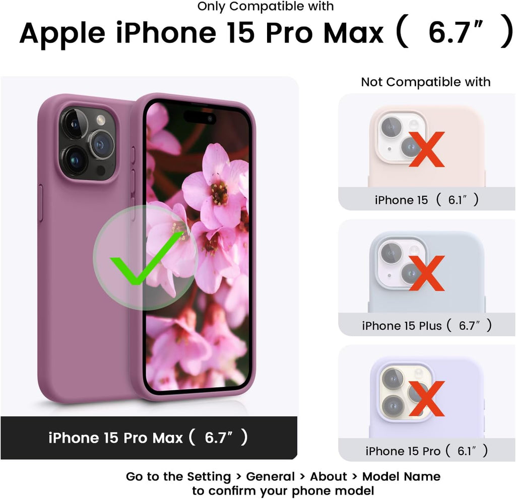 OTOFLY Compatible with iPhone 15 Pro Max Case, Silicone Shockproof Slim Thin Phone Case for iPhone 15 Pro Max (6.7 inch), (Lilac Purple)