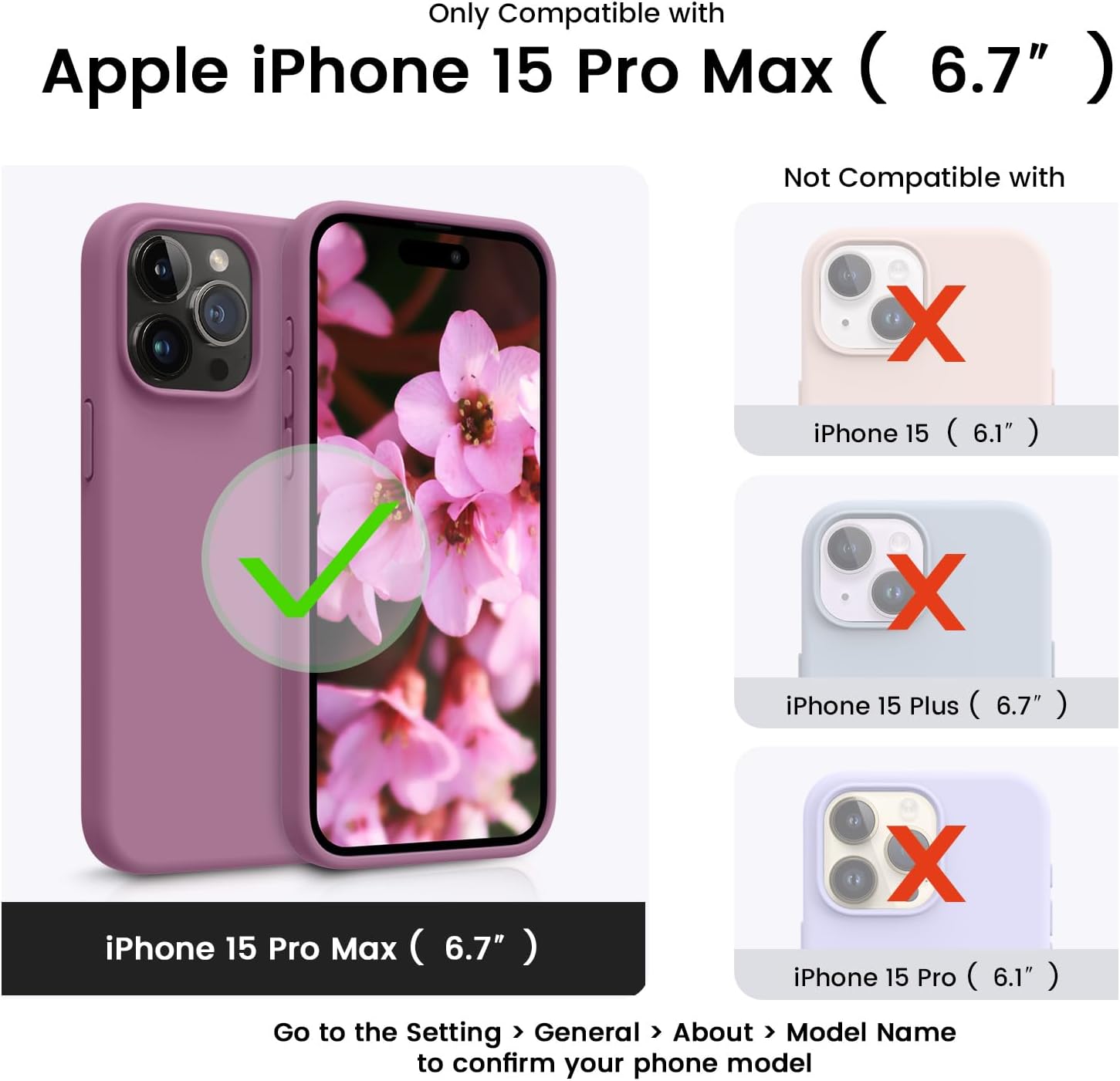 OTOFLY Compatible with iPhone 15 Pro Max Case, Silicone Shockproof Slim Thin Phone Case for iPhone 15 Pro Max (6.7 inch), (Lilac Purple)