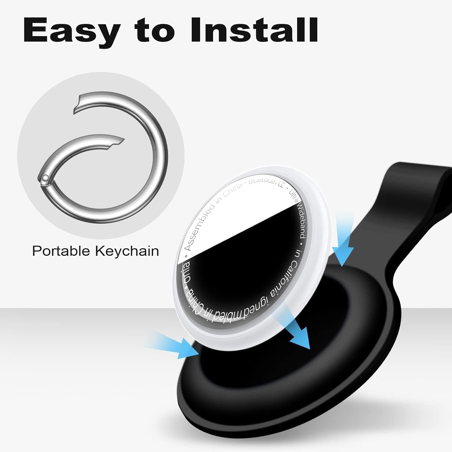 Compatible with AirTag Case Keychain Air Tag Holder Silicone AirTags Key Ring Cases Tags Chain Apple AirTag GPS Item Finders Accessories，Black