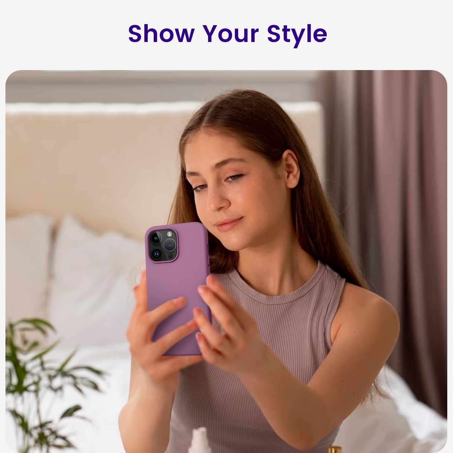 OTOFLY Compatible with iPhone 15 Pro Max Case, Silicone Shockproof Slim Thin Phone Case for iPhone 15 Pro Max (6.7 inch), (Lilac Purple)