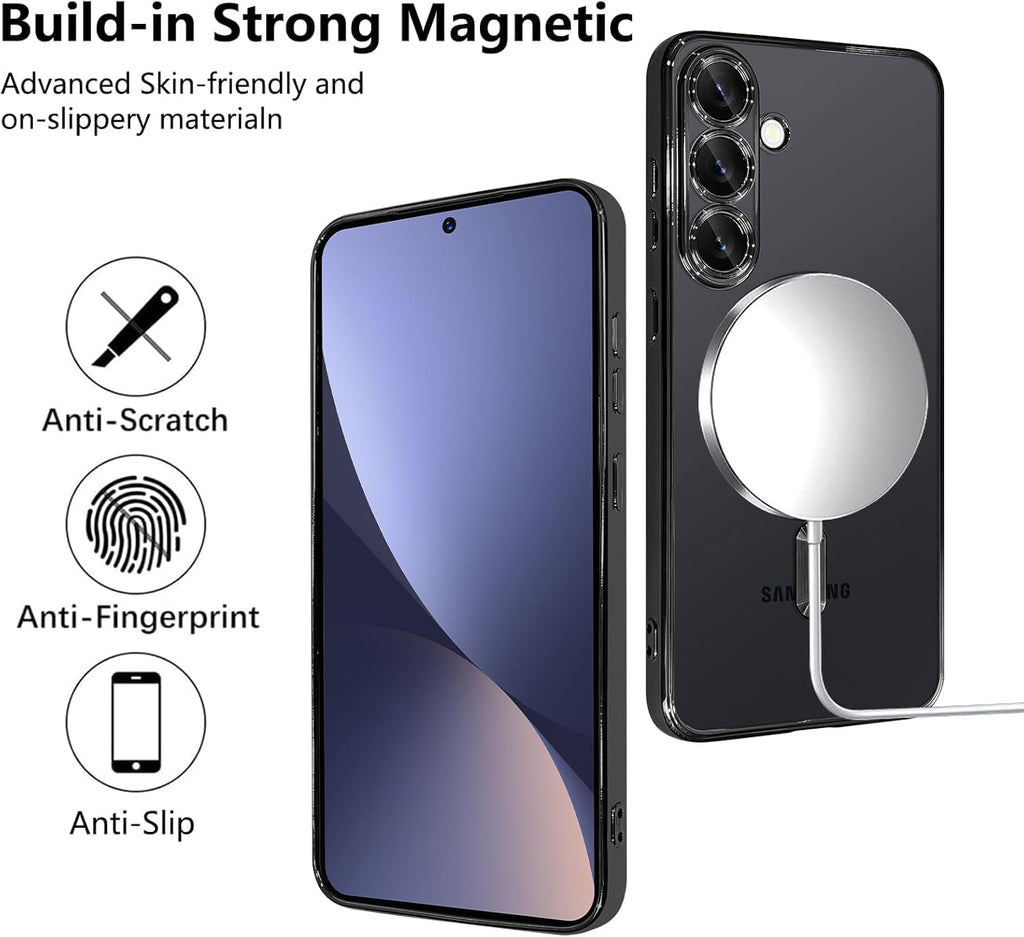 Grabist Magnetic Case for Samsung Galaxy A56/Samsung Galaxy A36, Camera Lens Full Protection, Compatible Wireless Charging, Shockproof Soft TPU Cover (Black, Samsung A56/ Samsung A36)