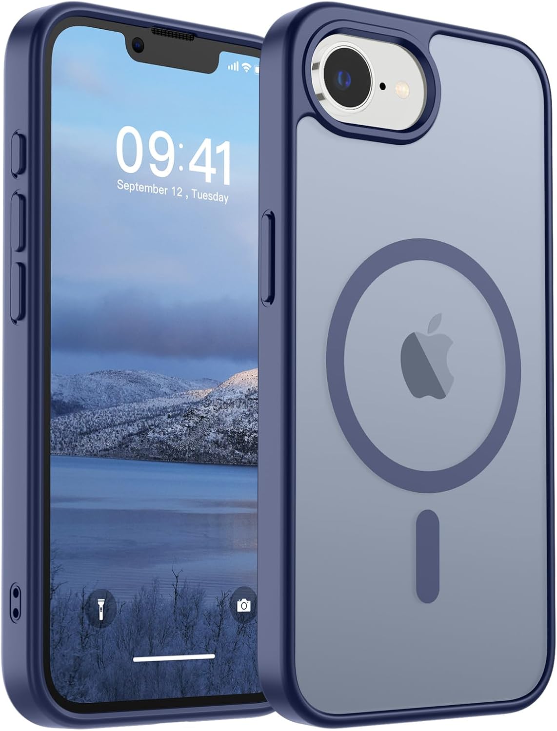 SUPFINE Magnetic for iPhone 14 Case & iPhone 13 Case (Compatible with MagSafe)(Military Grade Drop Protection) Translucent Matte Shockproof Phone Cover,Black