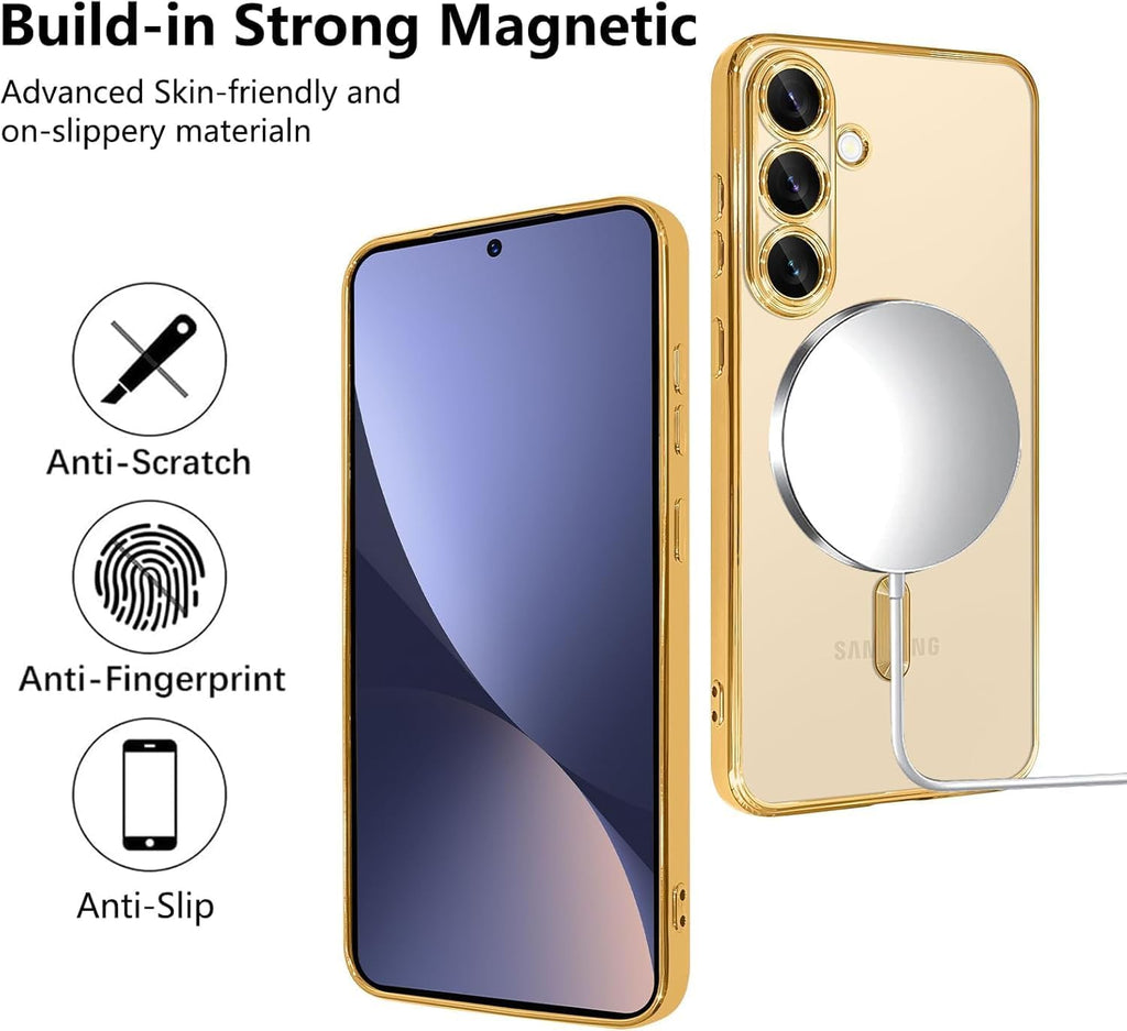 Grabist Magnetic Case for Samsung Galaxy A56/Samsung Galaxy A36, Camera Lens Full Protection, Compatible Wireless Charging, Shockproof Soft TPU Cover (Gold, Samsung A56/ Samsung A36)