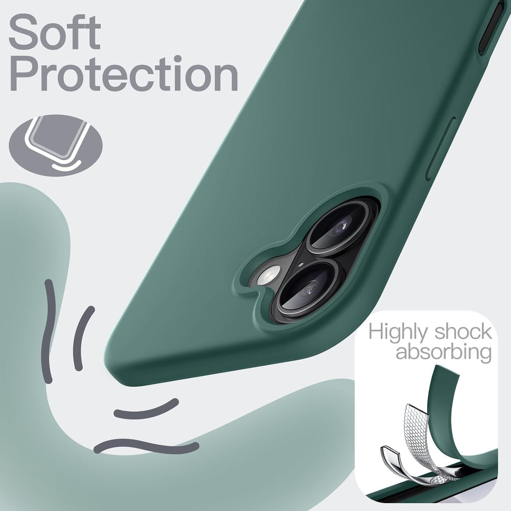 Next Store Silicone Case Compatible with iPhone 17 Series, Ultra Slim Shockproof Protective Phone Case with Soft Microfiber Lining, Anti-Scratch Camera Protection (Green, iPhone 17)