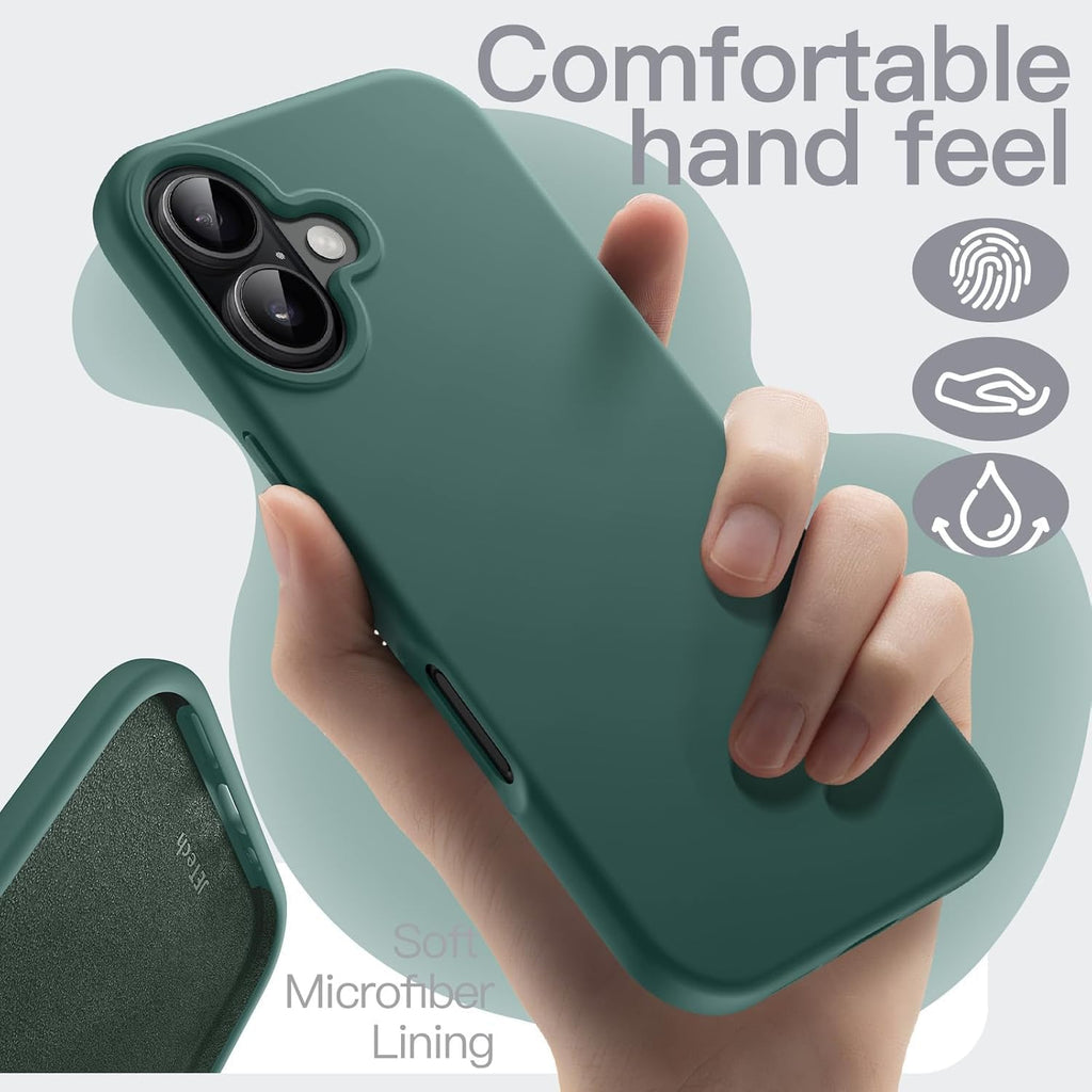 Next Store Silicone Case Compatible with iPhone 17 Series, Ultra Slim Shockproof Protective Phone Case with Soft Microfiber Lining, Anti-Scratch Camera Protection (Green, iPhone 17)