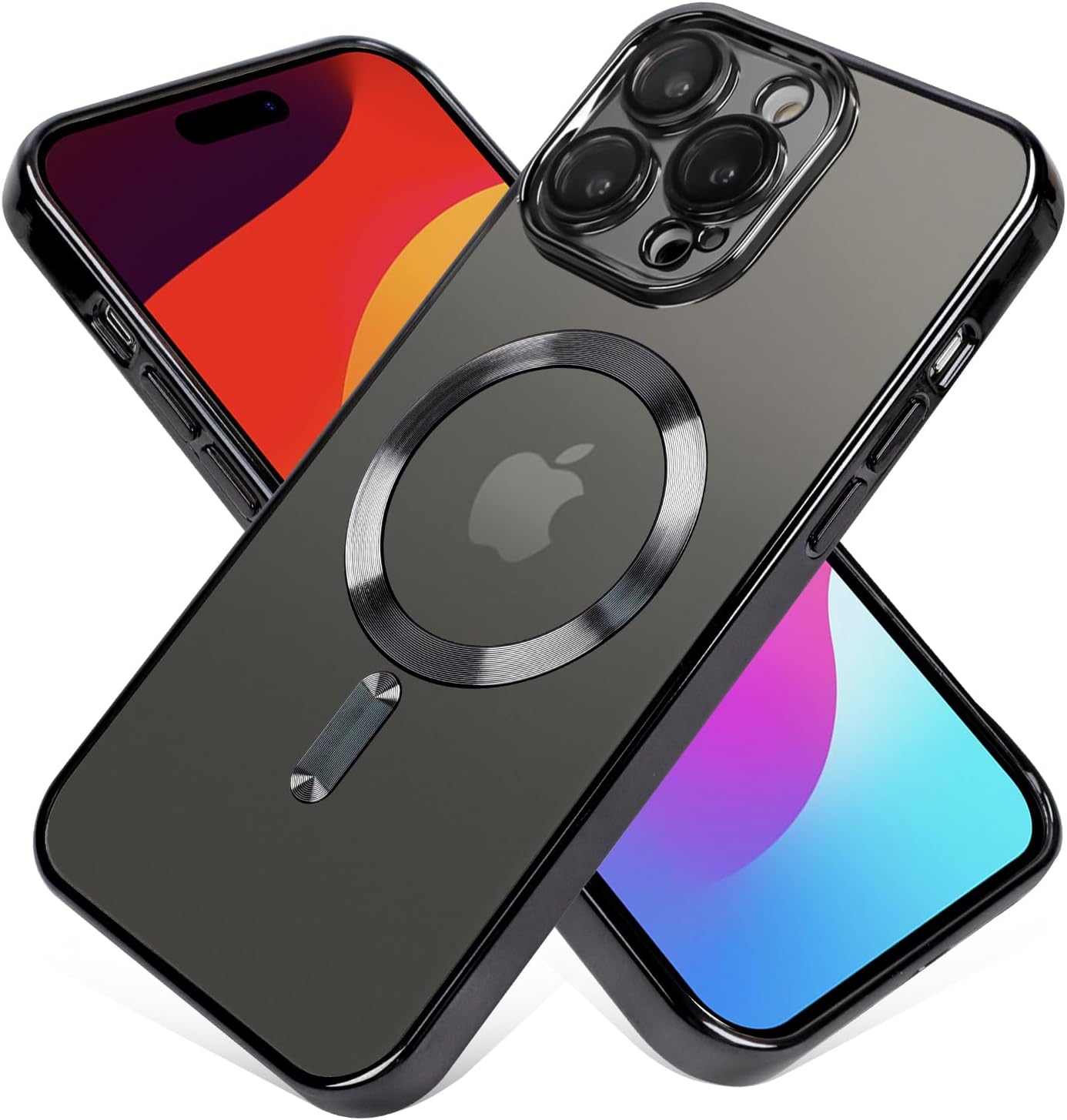 OOK Phone Case Made for iPhone 15 Pro Max (6.7 Inch) with Camera Lens Protector (Compatible with MagSafe) Anti-Scratch Shockproof Slim Magnetic Phone Cover for Women Men - Black