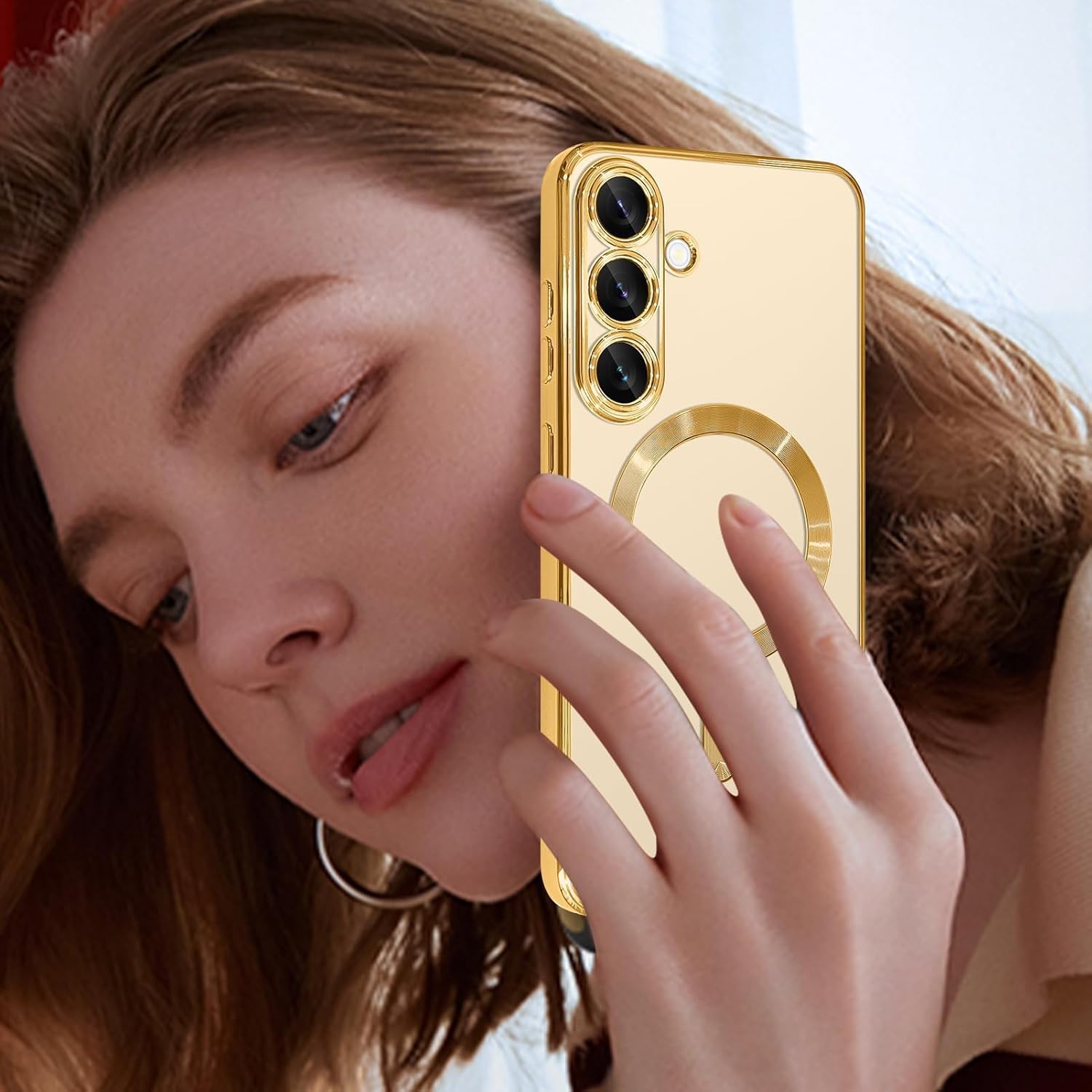 Grabist Magnetic Case for Samsung Galaxy A56/Samsung Galaxy A36, Camera Lens Full Protection, Compatible Wireless Charging, Shockproof Soft TPU Cover (Gold, Samsung A56/ Samsung A36)