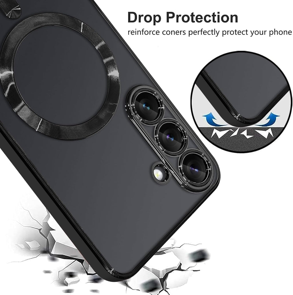 Grabist Magnetic Case for Samsung Galaxy A56/Samsung Galaxy A36, Camera Lens Full Protection, Compatible Wireless Charging, Shockproof Soft TPU Cover (Black, Samsung A56/ Samsung A36)