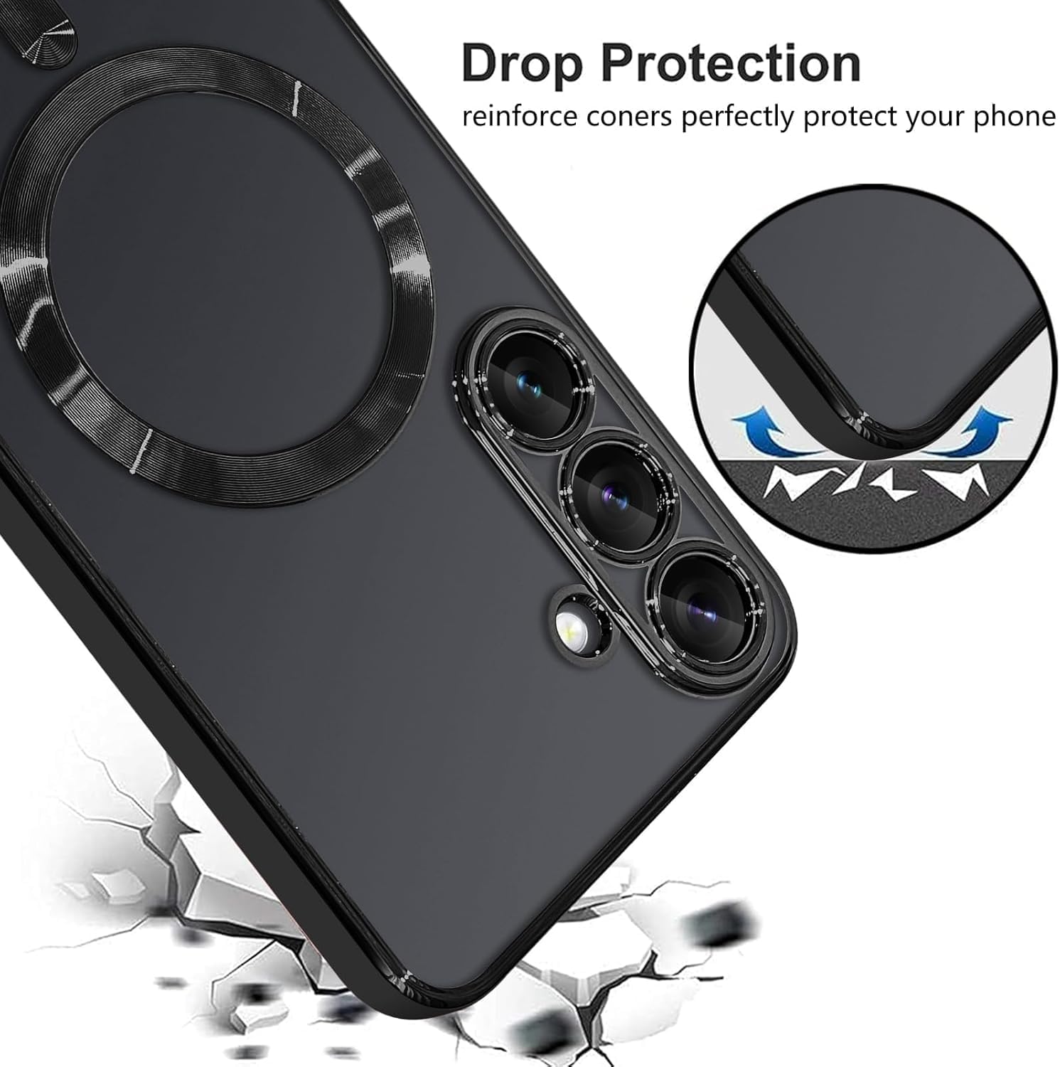 Grabist Magnetic Case for Samsung Galaxy A56/Samsung Galaxy A36, Camera Lens Full Protection, Compatible Wireless Charging, Shockproof Soft TPU Cover (Black, Samsung A56/ Samsung A36)