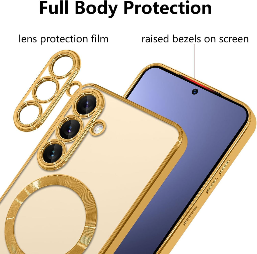 Grabist Magnetic Case for Samsung Galaxy A56/Samsung Galaxy A36, Camera Lens Full Protection, Compatible Wireless Charging, Shockproof Soft TPU Cover (Gold, Samsung A56/ Samsung A36)