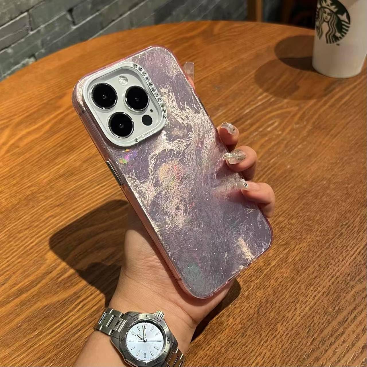 Eco Case for iPhone 15 Pro Max Star Diamond Raised Camera Protection New Case 2025, Trendy 3D Aesthetic Water Ripple Mirror Glitter Colorful Mobile Fancy Cover for iPhone 15 Pro Max (Shiny Black)