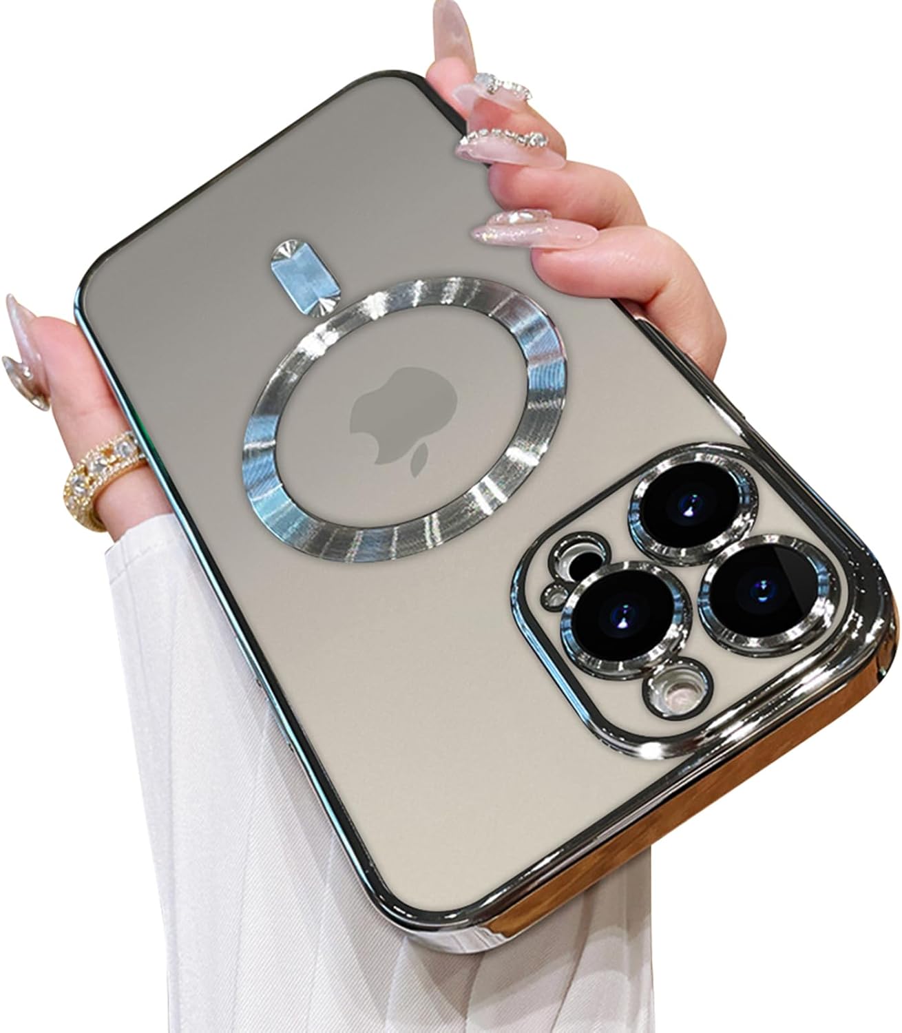 OOK Phone Case Made for iPhone 15 Pro Max (6.7 Inch) with Camera Lens Protector (Compatible with MagSafe) Anti-Scratch Shockproof Slim Magnetic Phone Cover for Women Men - Black