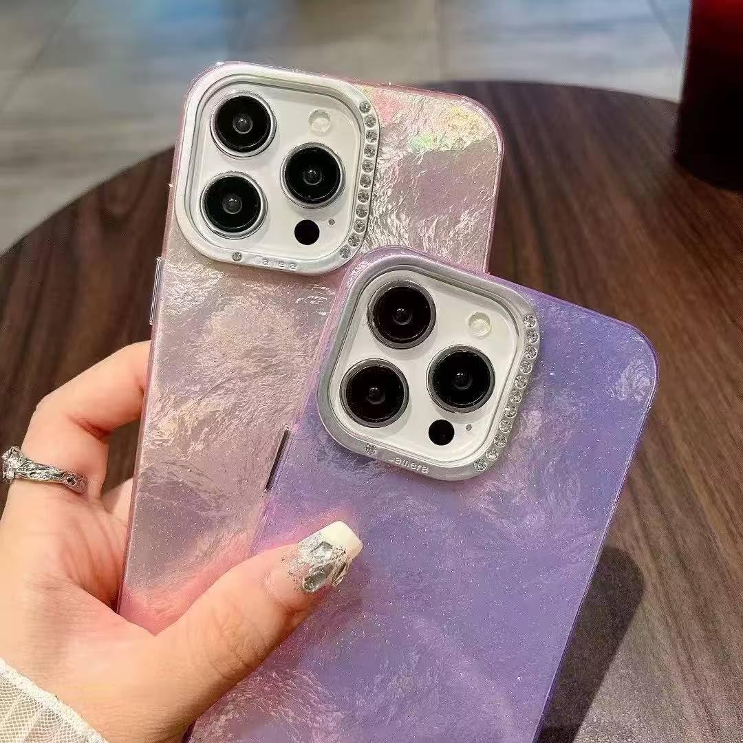 Eco Case for iPhone 15 Pro Max Star Diamond Raised Camera Protection New Case 2025, Trendy 3D Aesthetic Water Ripple Mirror Glitter Colorful Mobile Fancy Cover for iPhone 15 Pro Max (Shiny Black)