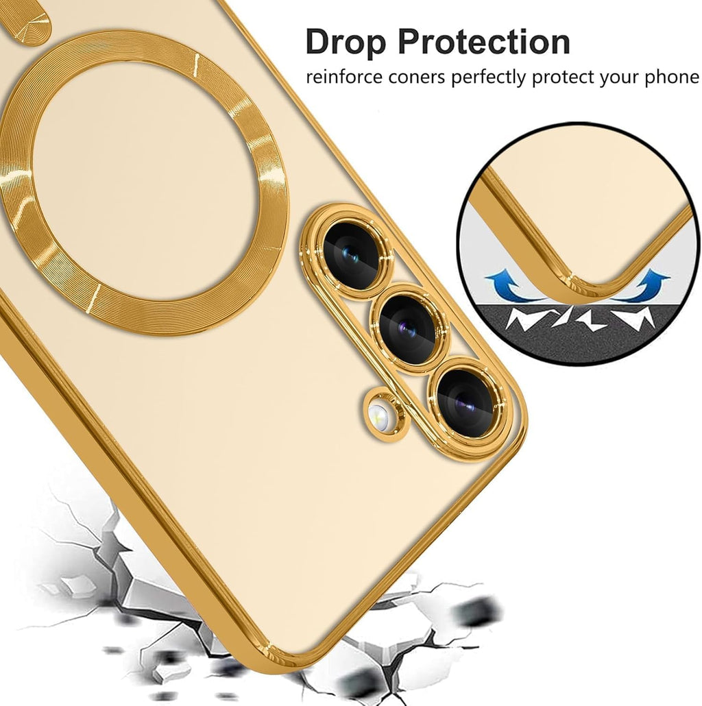 Grabist Magnetic Case for Samsung Galaxy A56/Samsung Galaxy A36, Camera Lens Full Protection, Compatible Wireless Charging, Shockproof Soft TPU Cover (Gold, Samsung A56/ Samsung A36)