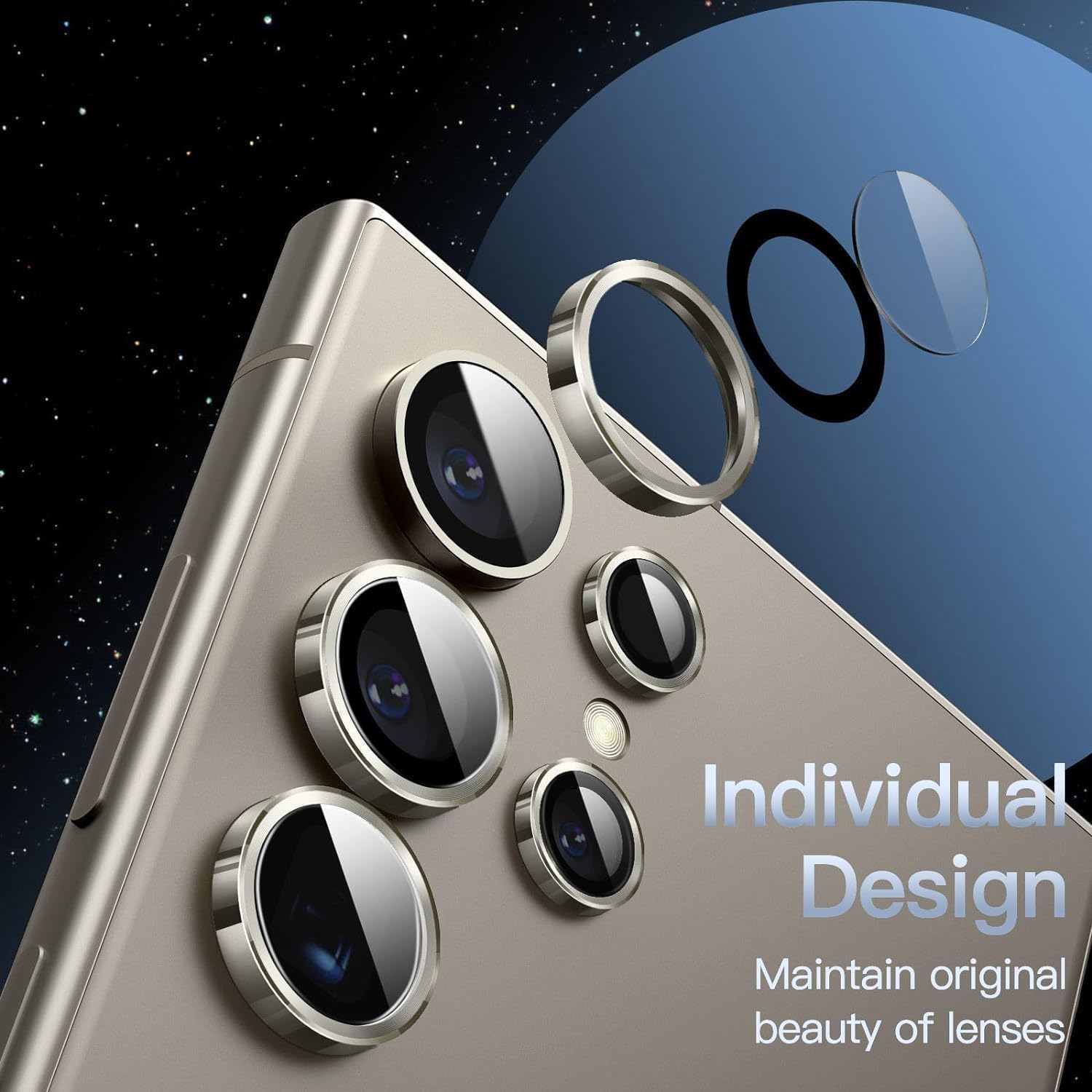 Grabist for Samsung Galaxy S25 Ultra,Camera Lens Protector, 9H Tempered Glass & Ultra-Thin Aluminum Alloy Individual Lens Screen Protective, case friendly Cover for Samsung S25 Ultra (TITANIUM Gray)