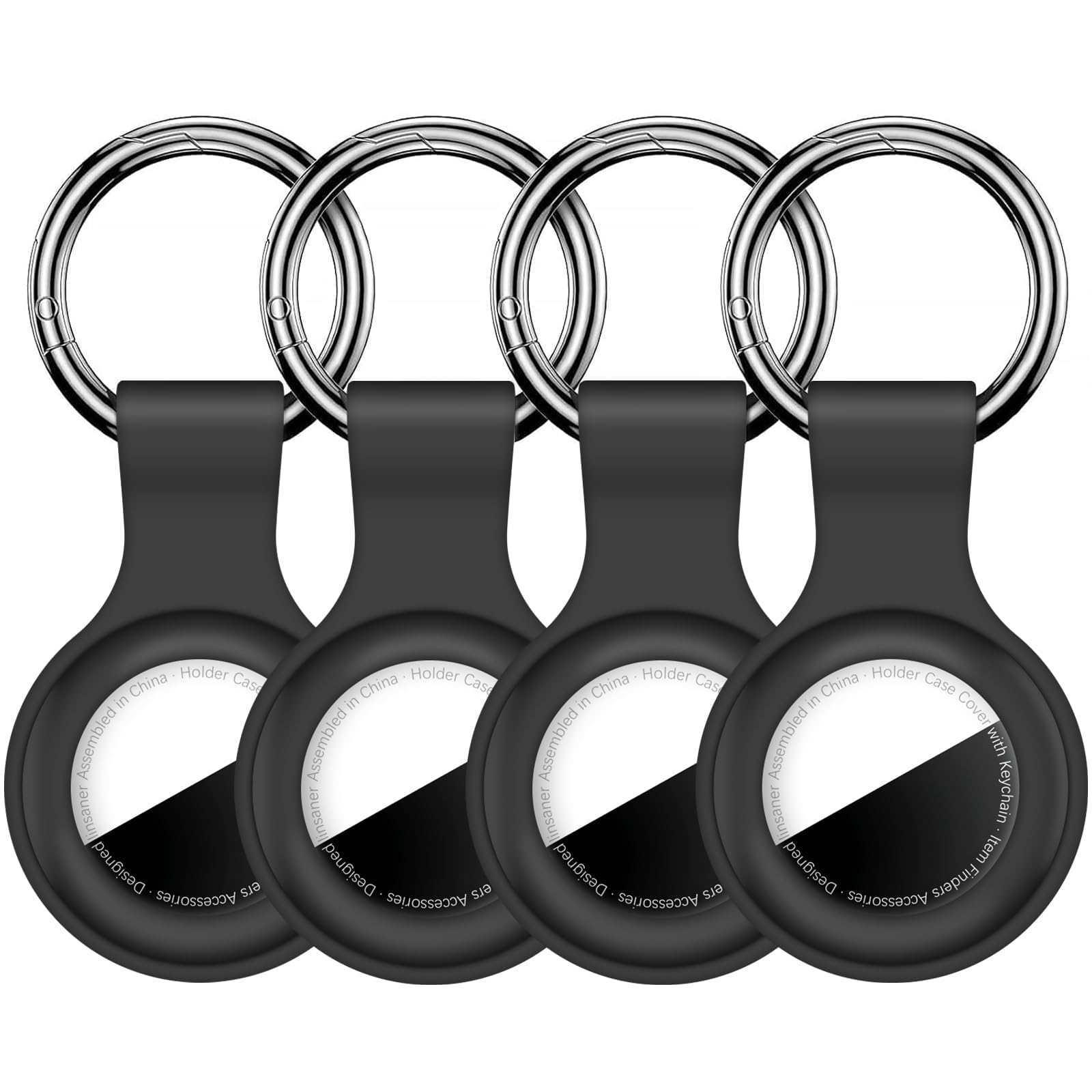 Compatible with AirTag Case Keychain Air Tag Holder Silicone AirTags Key Ring Cases Tags Chain Apple AirTag GPS Item Finders Accessories，Black