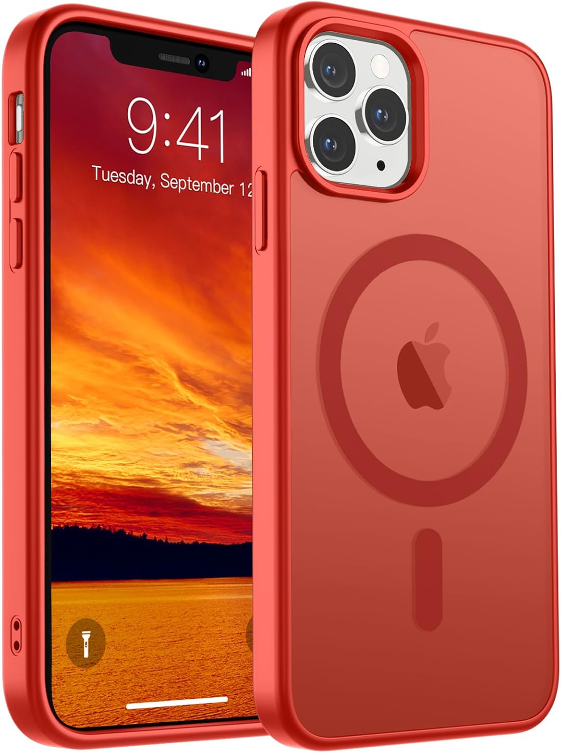 SUPFINE Magnetic for iPhone 14 Case & iPhone 13 Case (Compatible with MagSafe)(Military Grade Drop Protection) Translucent Matte Shockproof Phone Cover,Black