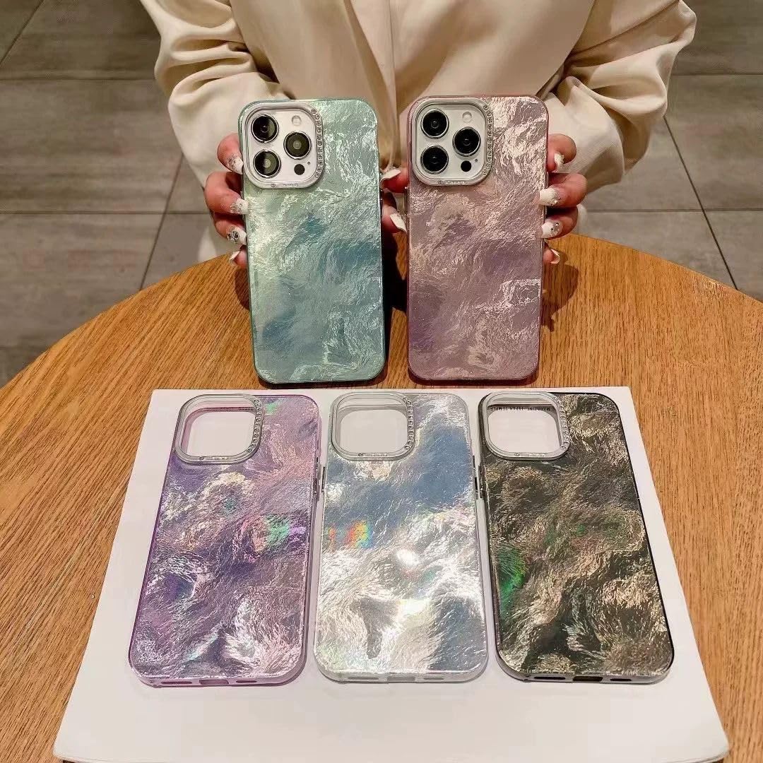 Eco Case for iPhone 15 Pro Max Star Diamond Raised Camera Protection New Case 2025, Trendy 3D Aesthetic Water Ripple Mirror Glitter Colorful Mobile Fancy Cover for iPhone 15 Pro Max (Shiny Black)