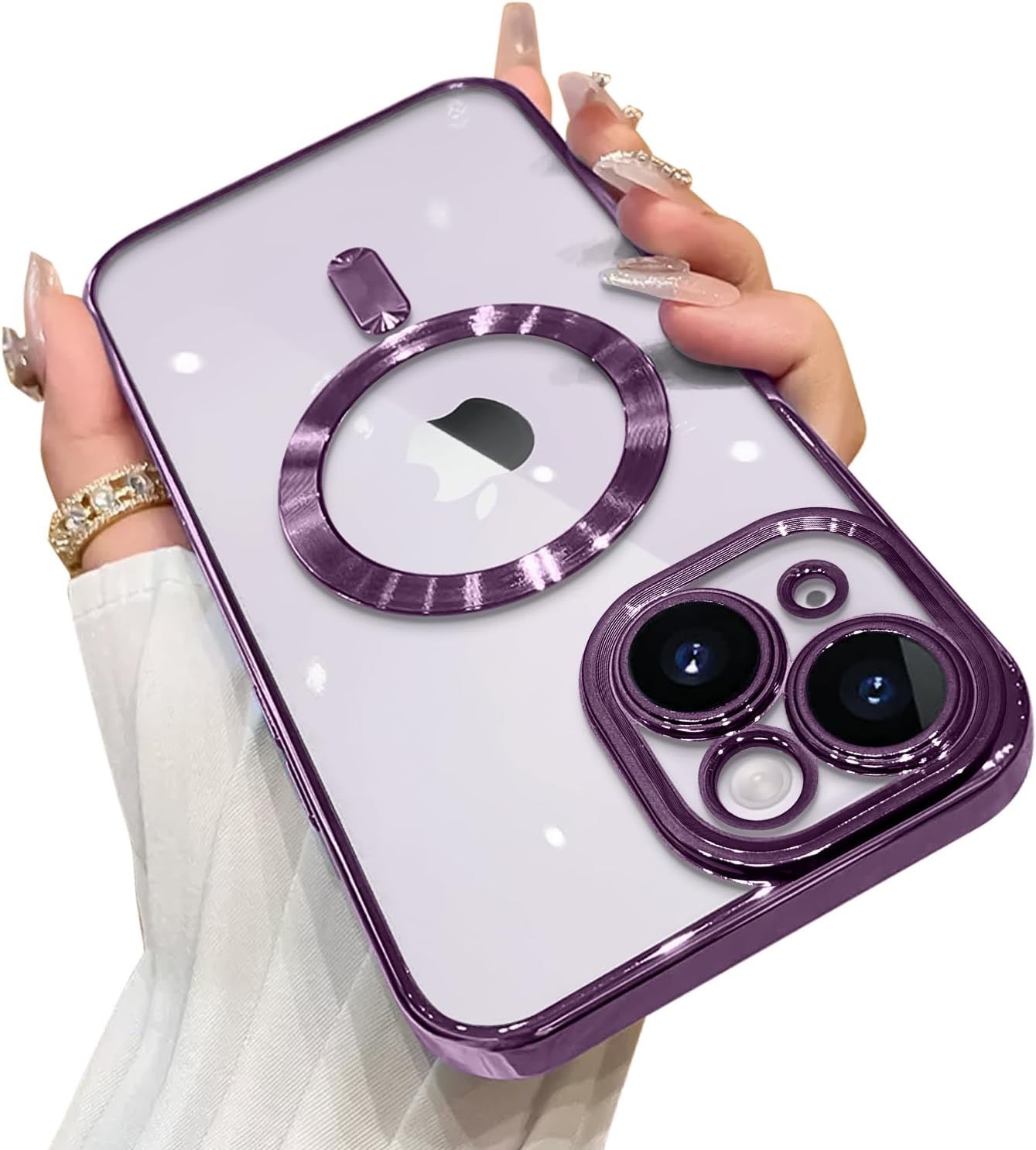 OOK Phone Case Made for iPhone 15 Pro Max (6.7 Inch) with Camera Lens Protector (Compatible with MagSafe) Anti-Scratch Shockproof Slim Magnetic Phone Cover for Women Men - Black