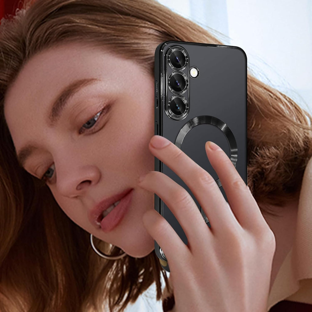 Grabist Magnetic Case for Samsung Galaxy A56/Samsung Galaxy A36, Camera Lens Full Protection, Compatible Wireless Charging, Shockproof Soft TPU Cover (Black, Samsung A56/ Samsung A36)