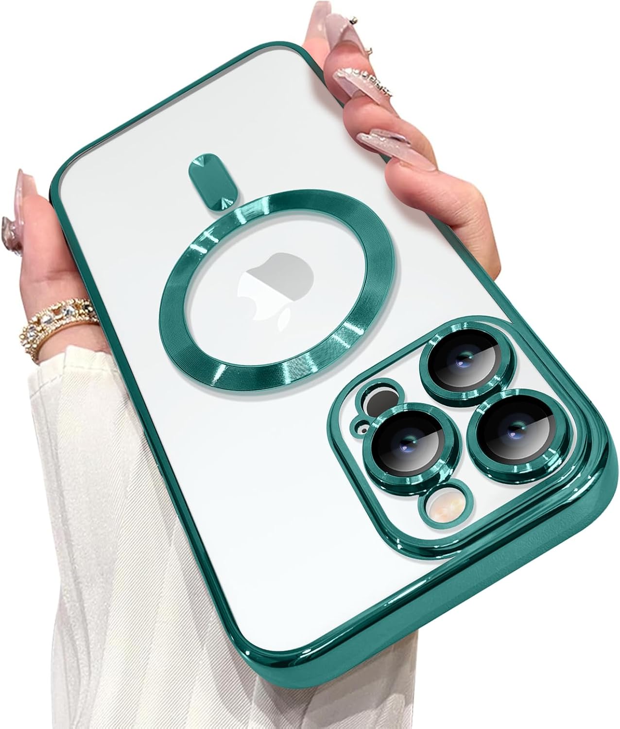 OOK Phone Case Made for iPhone 15 Pro Max (6.7 Inch) with Camera Lens Protector (Compatible with MagSafe) Anti-Scratch Shockproof Slim Magnetic Phone Cover for Women Men - Black