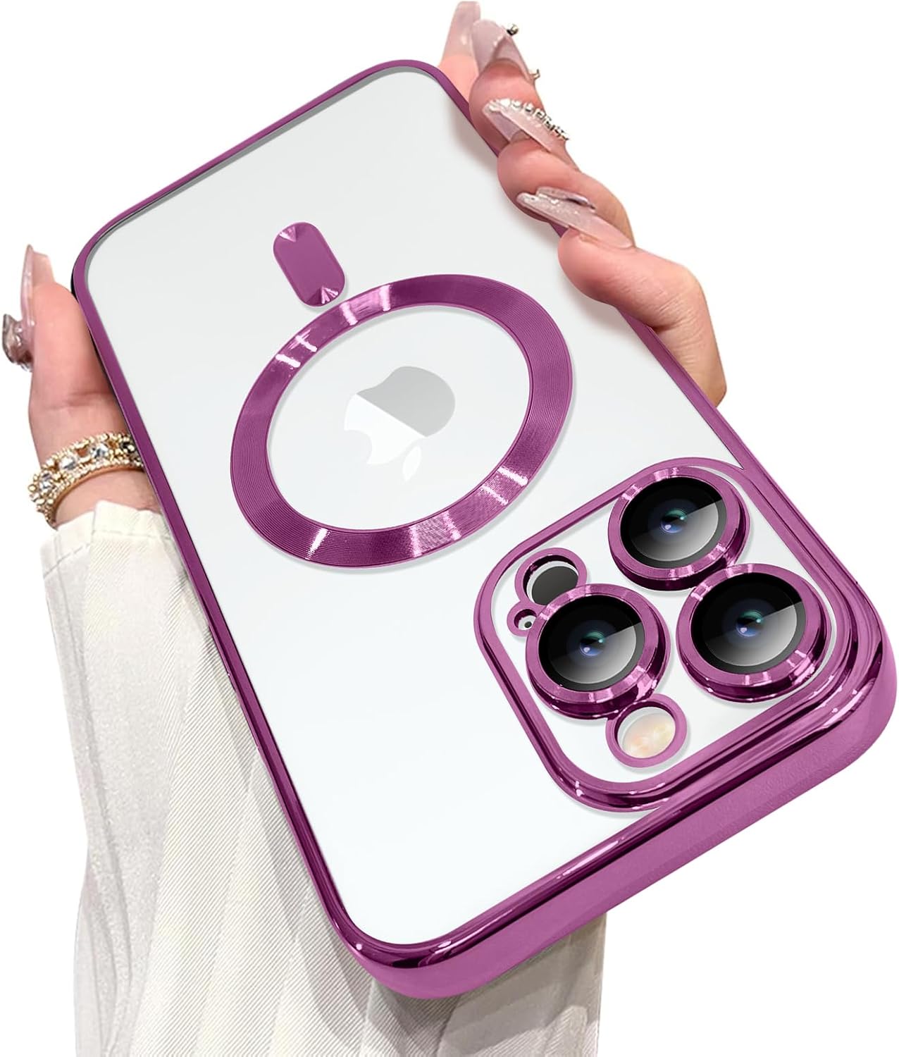 OOK Phone Case Made for iPhone 15 Pro Max (6.7 Inch) with Camera Lens Protector (Compatible with MagSafe) Anti-Scratch Shockproof Slim Magnetic Phone Cover for Women Men - Black