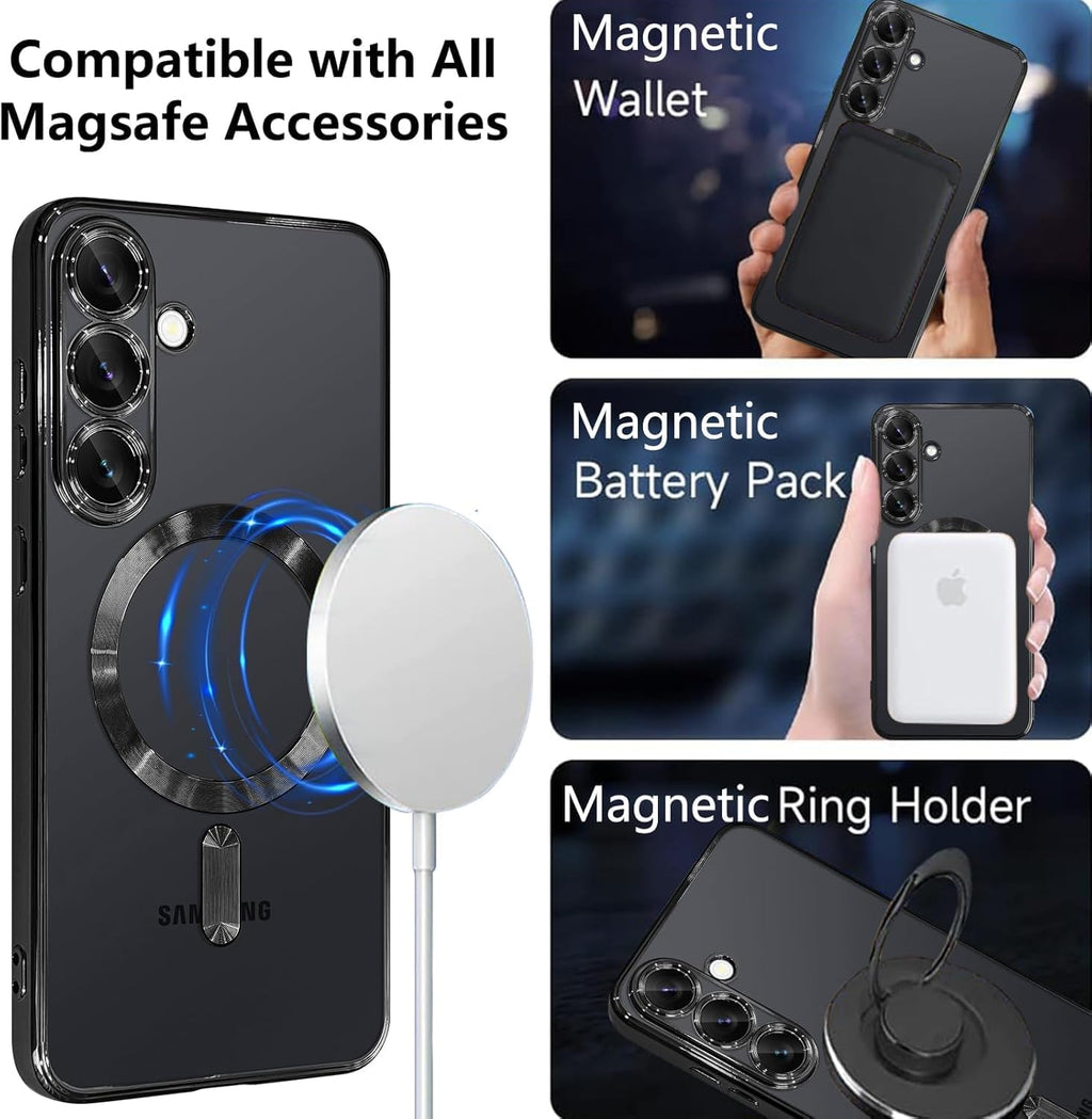 Grabist Magnetic Case for Samsung Galaxy A56/Samsung Galaxy A36, Camera Lens Full Protection, Compatible Wireless Charging, Shockproof Soft TPU Cover (Black, Samsung A56/ Samsung A36)