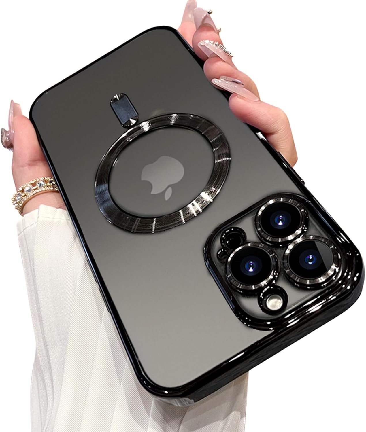 OOK Phone Case Made for iPhone 15 Pro Max (6.7 Inch) with Camera Lens Protector (Compatible with MagSafe) Anti-Scratch Shockproof Slim Magnetic Phone Cover for Women Men - Black